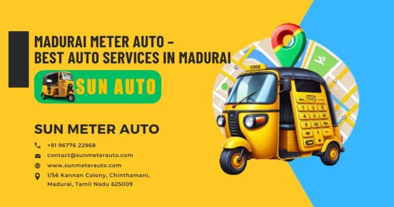 Sun Meter Auto rickshaw in front of Madurai Meenakshi Temple